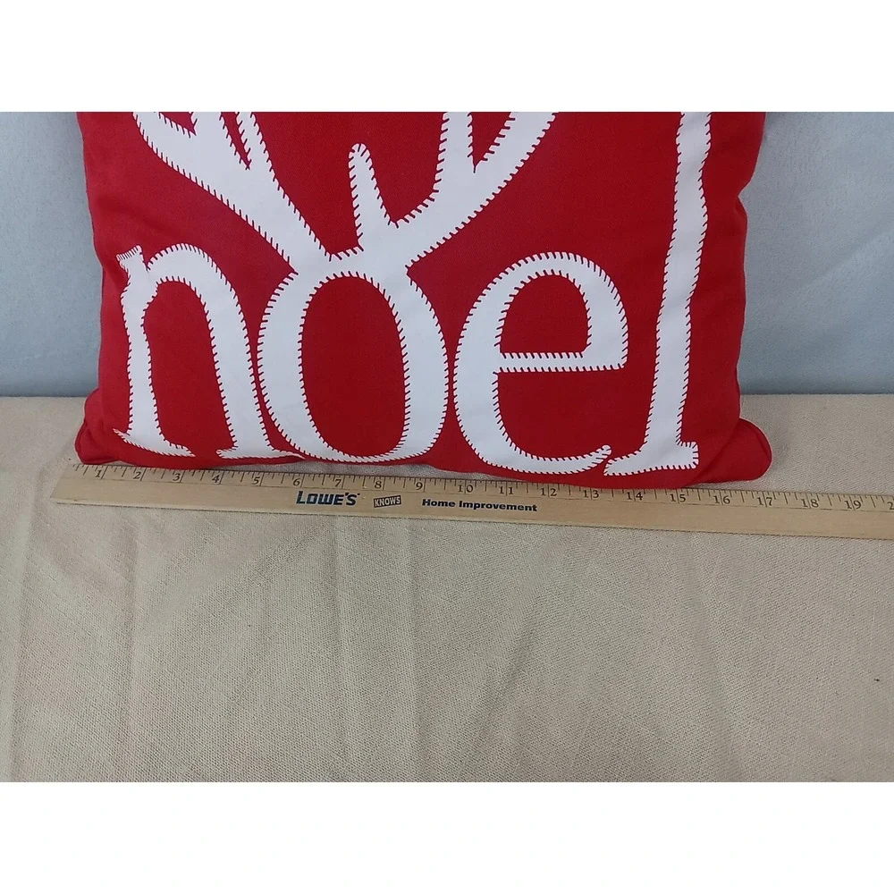Deer Antlers Christmas Throw Pillow Festive Red Noel Reindeer Antlers Pillow - Picture 3 of 5